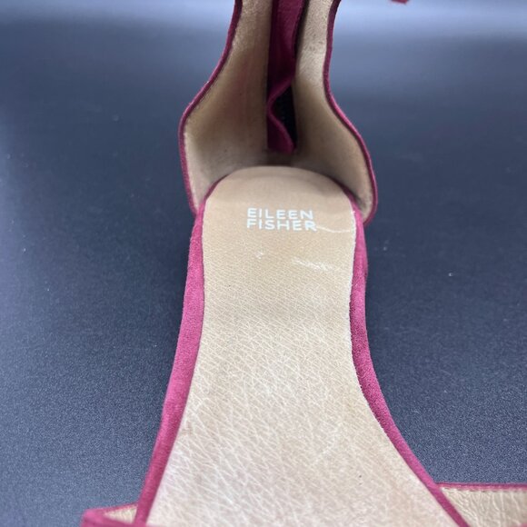 Eileen Fisher Women's Cerise Hutton Suede Ankle Strap Chunky Heel 8.5 - Picture 2 of 6